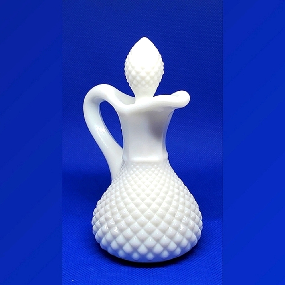 Westmoreland English Hobnail Milk Glass Oil Cruet with Stopper 50-80s